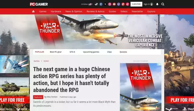 pcgamer.com homepage screenshot