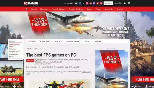 pcgamer.com homepage screenshot