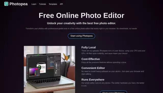 photopea.com homepage screenshot