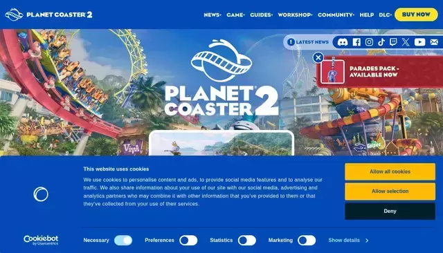 planetcoaster.com homepage screenshot