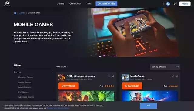 plarium.com homepage screenshot