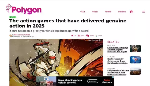 polygon.com homepage screenshot