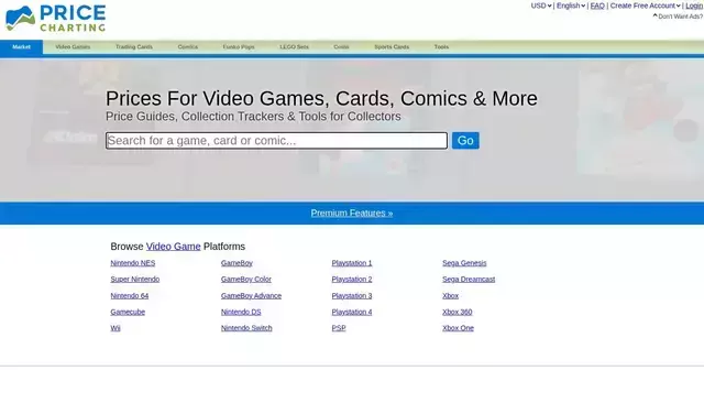 pricecharting.com homepage screenshot