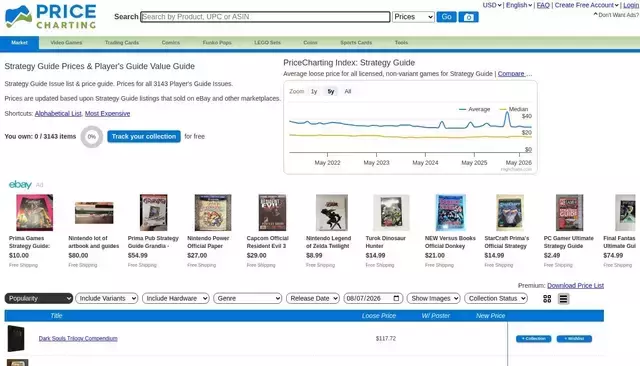 pricecharting.com homepage screenshot