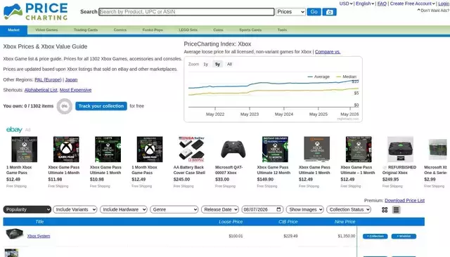 pricecharting.com homepage screenshot
