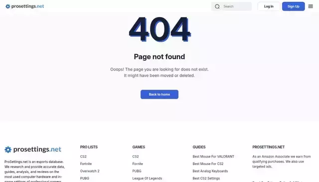 prosettings.net homepage screenshot