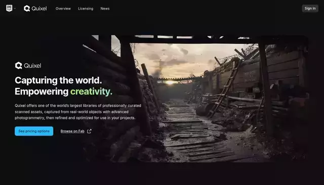 quixel.com homepage screenshot