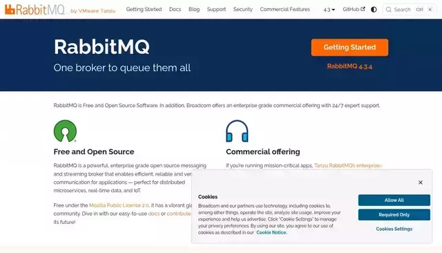 rabbitmq.com homepage screenshot