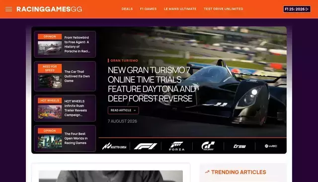 racinggames.gg homepage screenshot