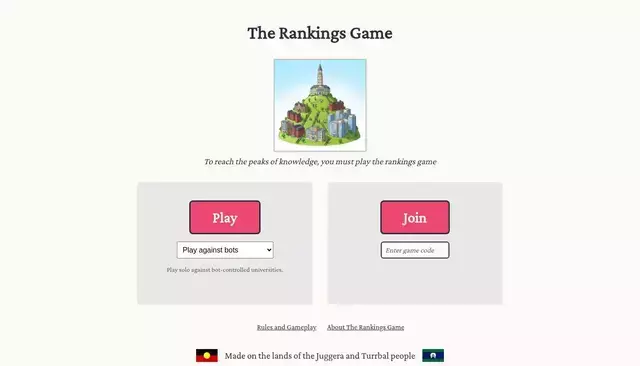 rankingsgame.com homepage screenshot