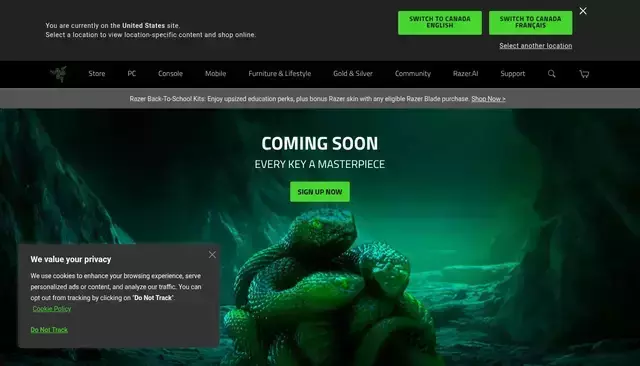 razer.com homepage screenshot