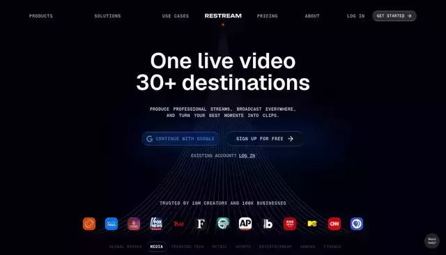 restream.io homepage screenshot