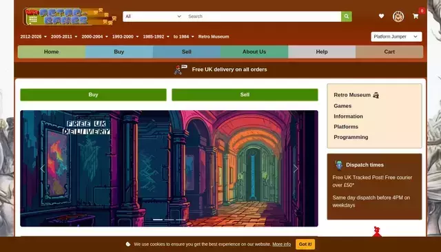 retro-games.co.uk homepage screenshot
