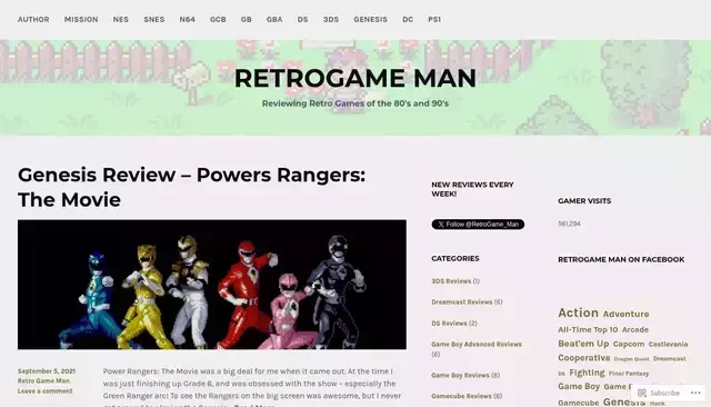 retrogameman.com homepage screenshot