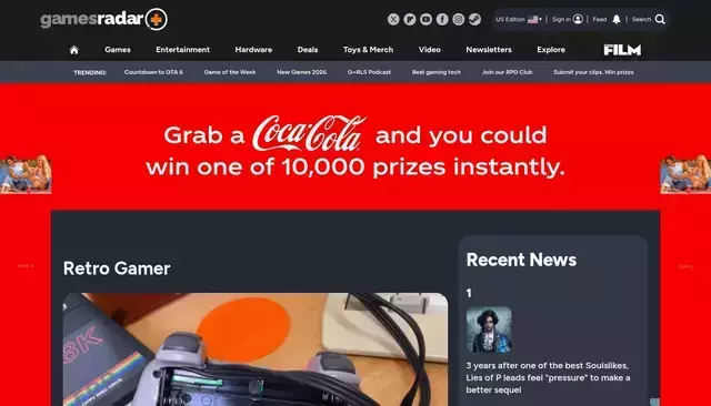 retrogamer.net homepage screenshot