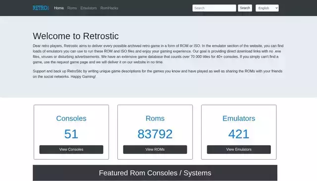 retrostic.com homepage screenshot