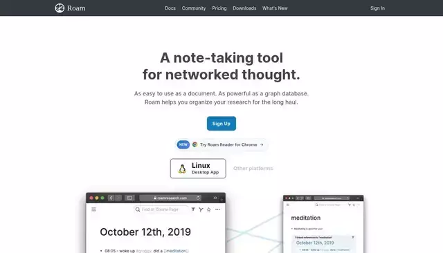 roamresearch.com homepage screenshot