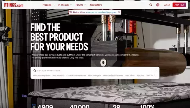 rtings.com homepage screenshot