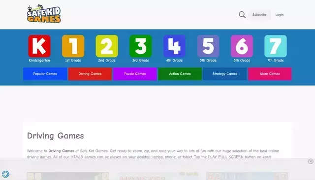 safekidgames.com homepage screenshot