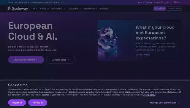scaleway.com homepage screenshot