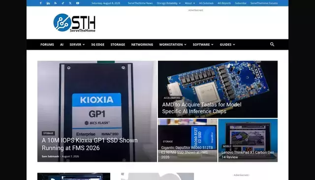 servethehome.com homepage screenshot