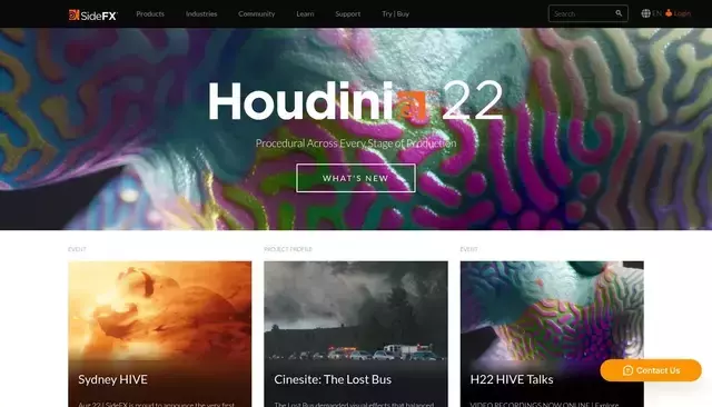 sidefx.com homepage screenshot