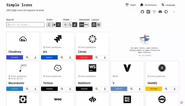 simpleicons.org homepage screenshot