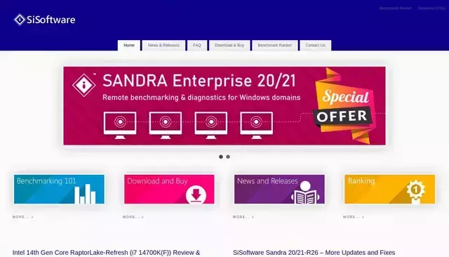 sisoftware.net homepage screenshot