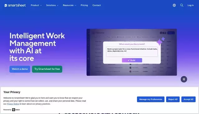 smartsheet.com homepage screenshot