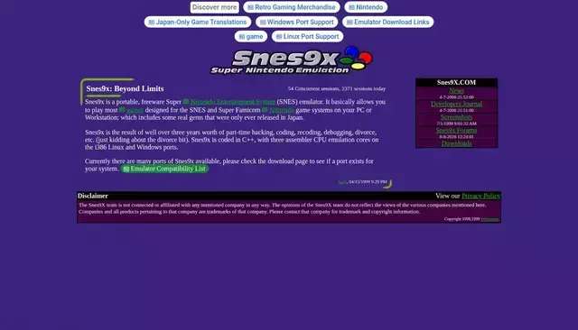 snes9x.com homepage screenshot