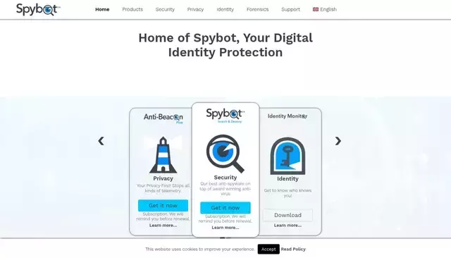 spybot.com homepage screenshot