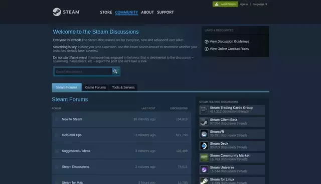 steamcommunity.com homepage screenshot