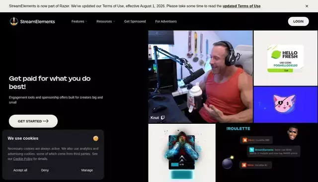 streamelements.com homepage screenshot