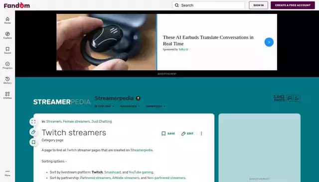 streamers.fandom.com homepage screenshot