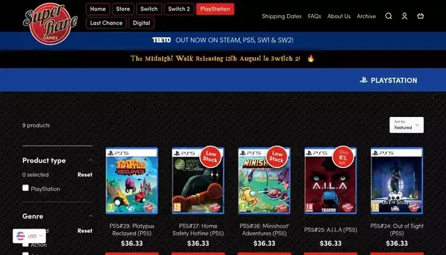 superraregames.com homepage screenshot