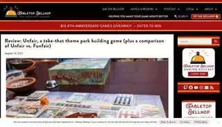 Tabletop Bellhop Review: Unfair, a take-that theme park building game (plus a comparison of Unfair vs. Funfair)