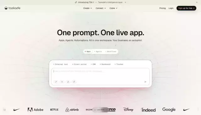 taskade.com homepage screenshot