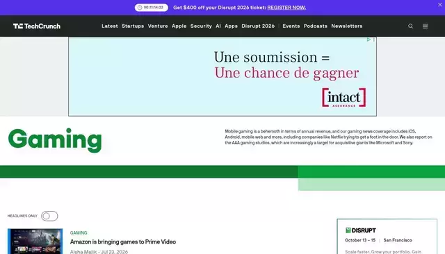 techcrunch.com homepage screenshot