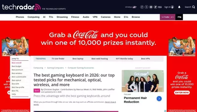 techradar.com homepage screenshot