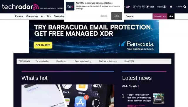 techradar.com homepage screenshot