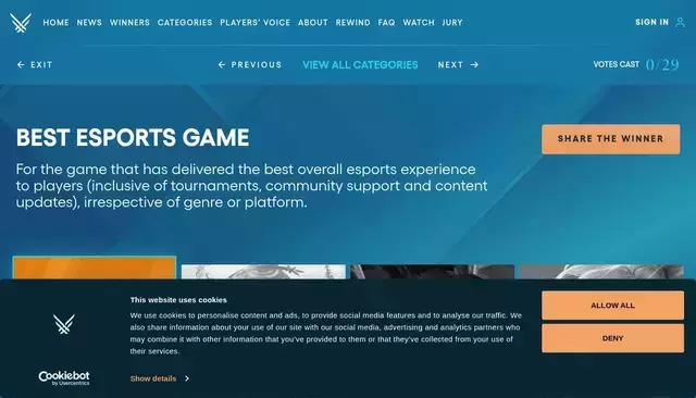 thegameawards.com homepage screenshot