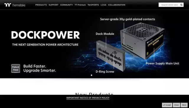thermaltake.com homepage screenshot
