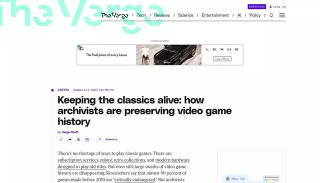 theverge.com homepage screenshot