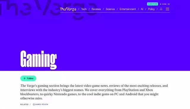 theverge.com homepage screenshot