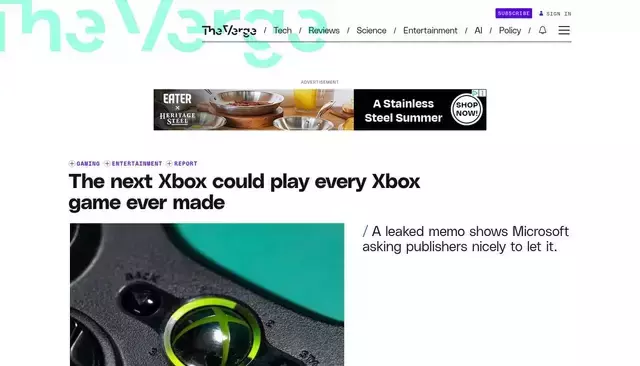 theverge.com homepage screenshot