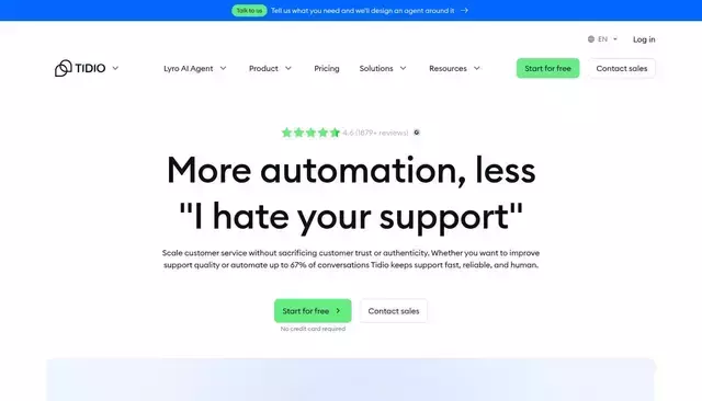 tidio.com homepage screenshot