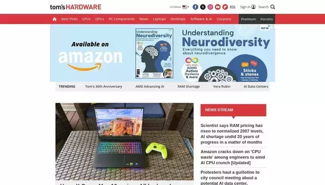 tomshardware.com homepage screenshot