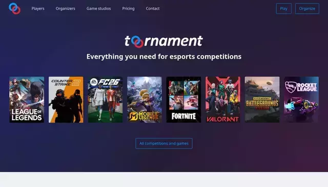 toornament.com homepage screenshot