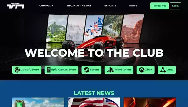 trackmania.com homepage screenshot
