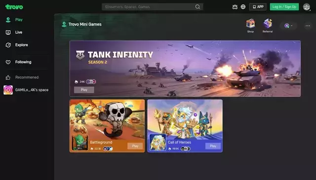 trovo.live homepage screenshot